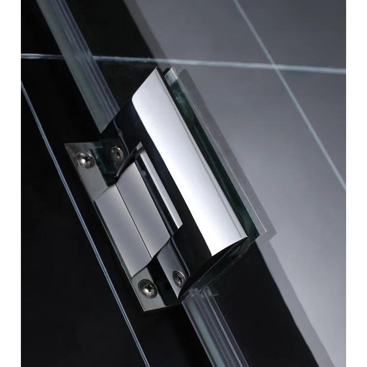 Unidoor Plus 60" W x 34" D x 72" H Frameless Rectangle Shower Enclosure with Fixed Panel