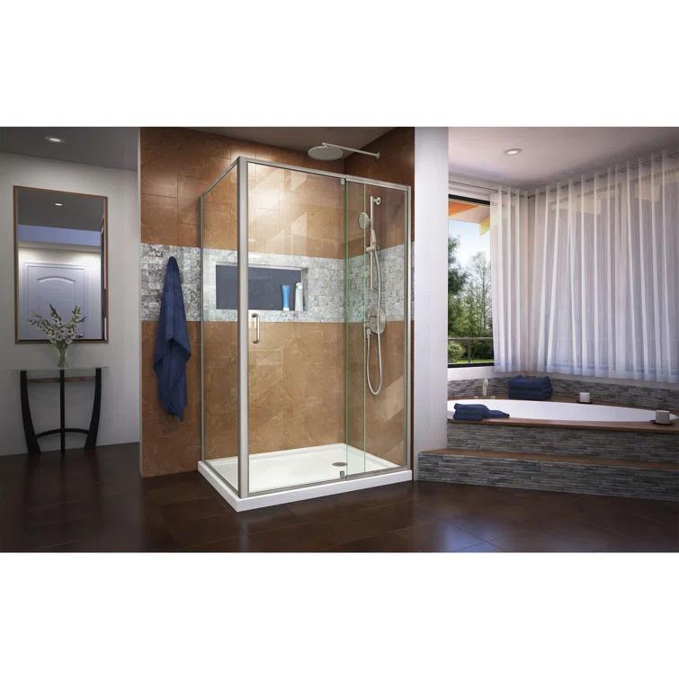 DreamLine Flex 36 in. D x 48 in. W x 74 3/4 in. H Semi-Frameless Shower Enclosure