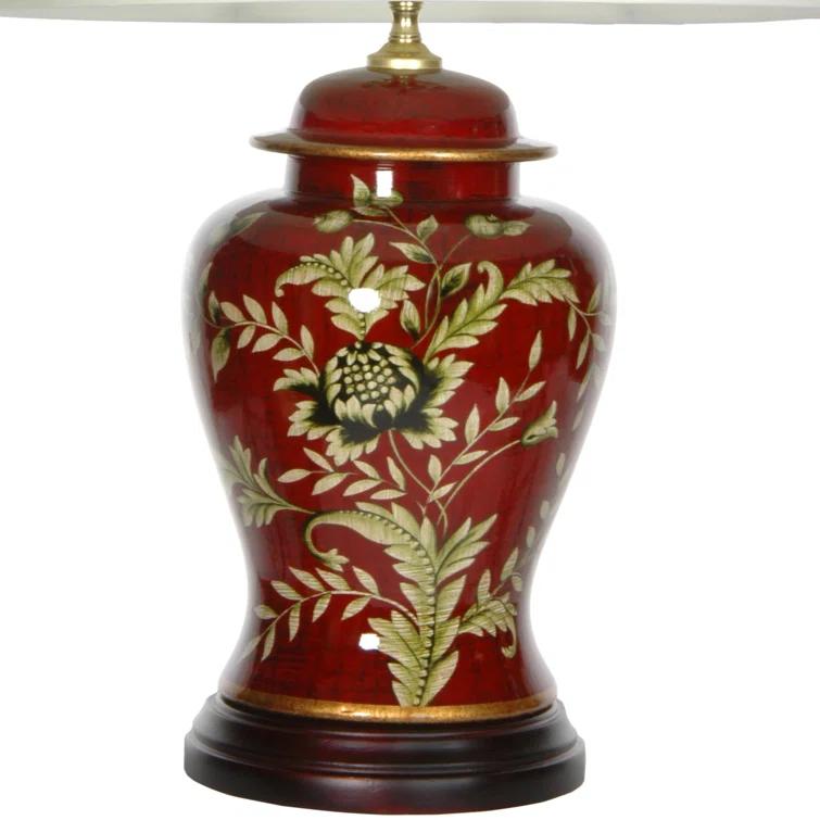 Oriental Furniture 22.5" Golden Foliage Porcelain Lamp, decorative lamp, table lamp, any occasion, any room item