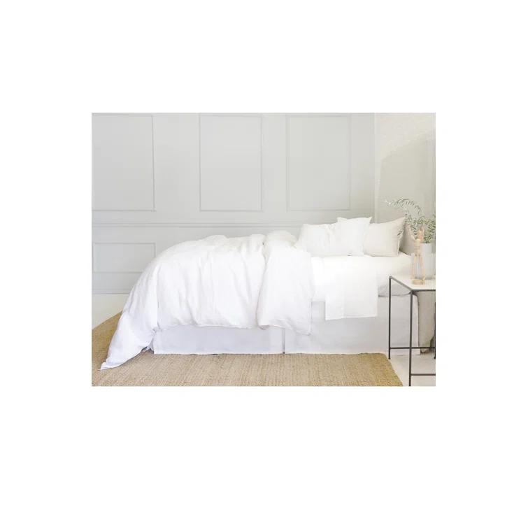 King White Belgian Linen Duvet Cover Set
