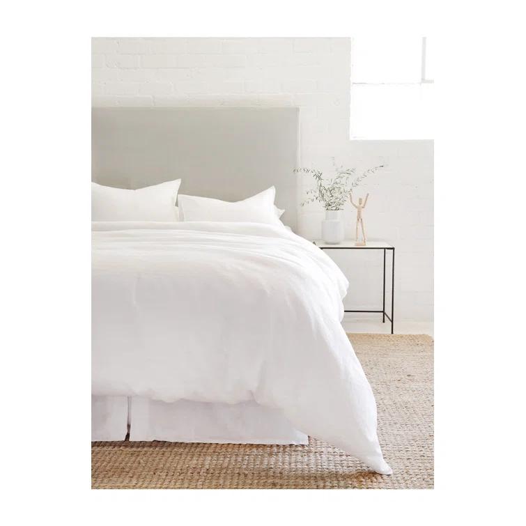 King White Belgian Linen Duvet Cover Set
