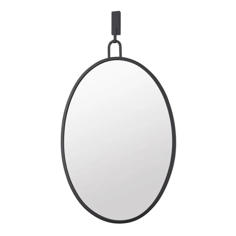 Oval Black Metal Frame Bathroom Wall Mirror
