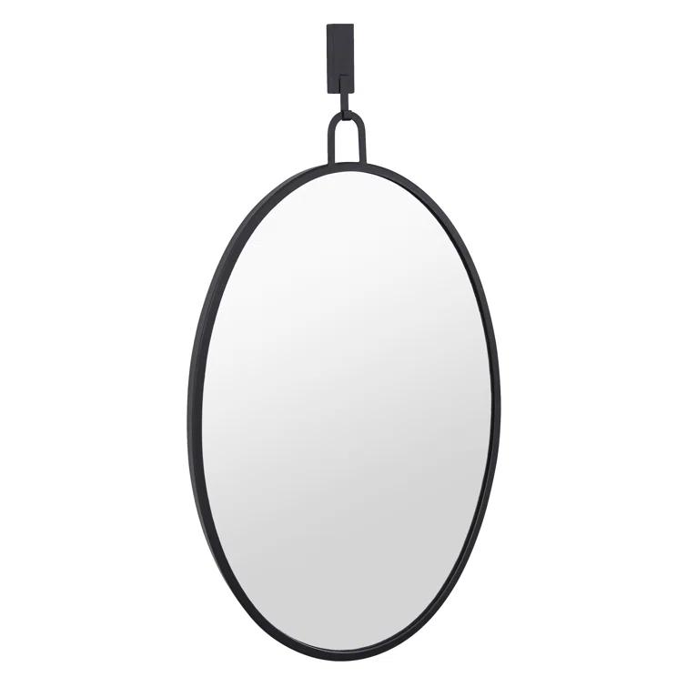 Oval Black Metal Frame Bathroom Wall Mirror