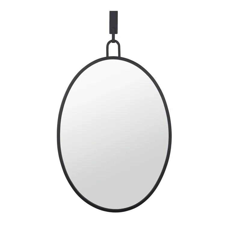Oval Black Metal Frame Bathroom Wall Mirror