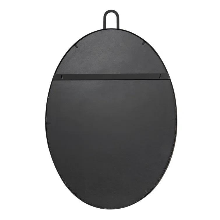 Oval Black Metal Frame Bathroom Wall Mirror