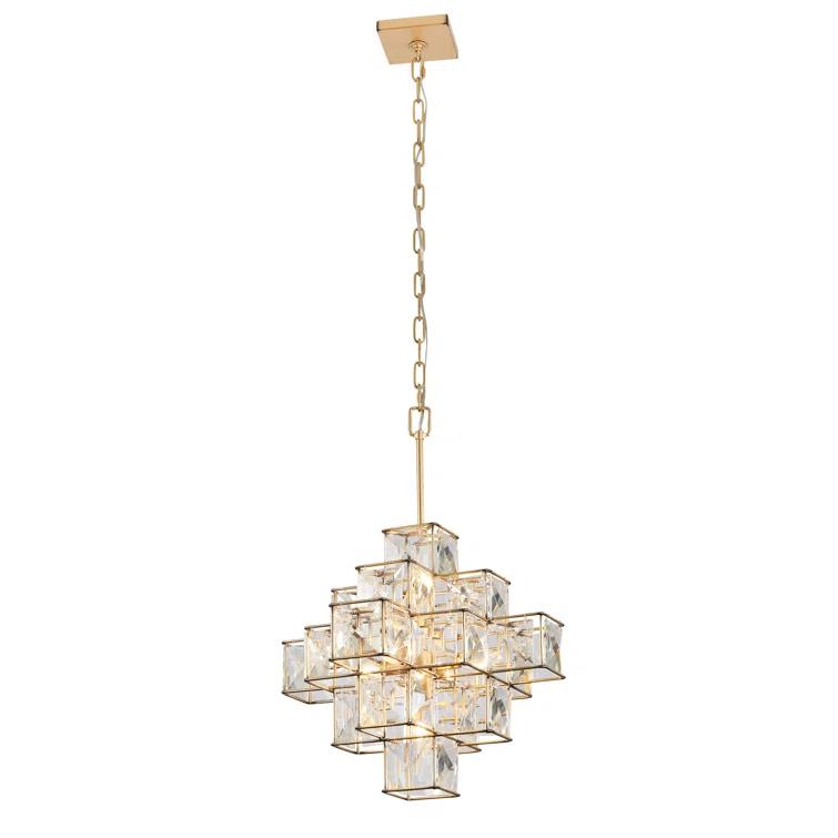 Elegant Calypso Gold Crystal Chandelier with Adjustable Chain