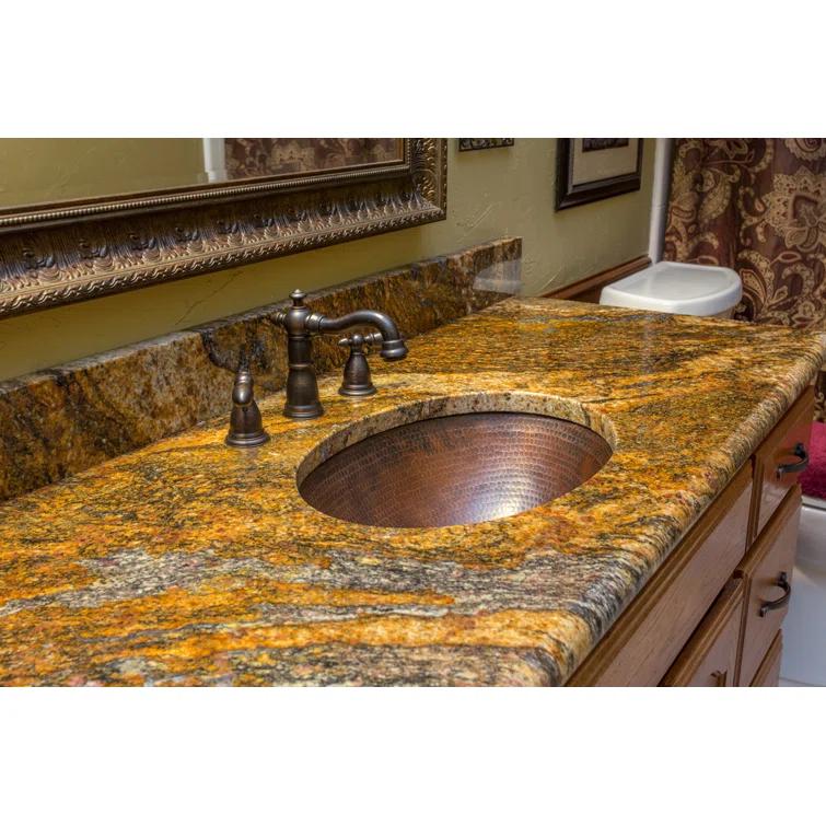 17" Oval Under Counter Hammered Copper Bathroom Sink