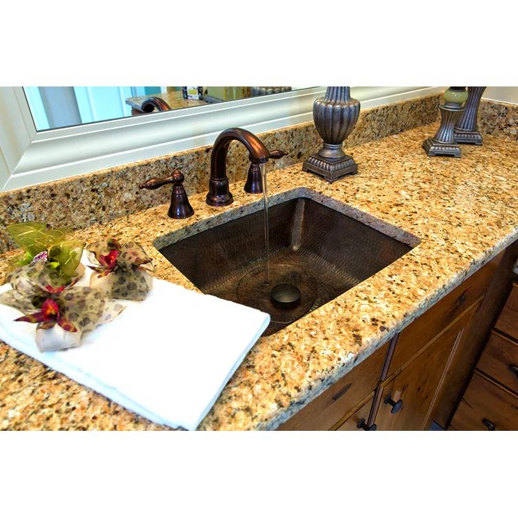 19" Rectangle Under Counter Hammered Copper Bathroom Sink