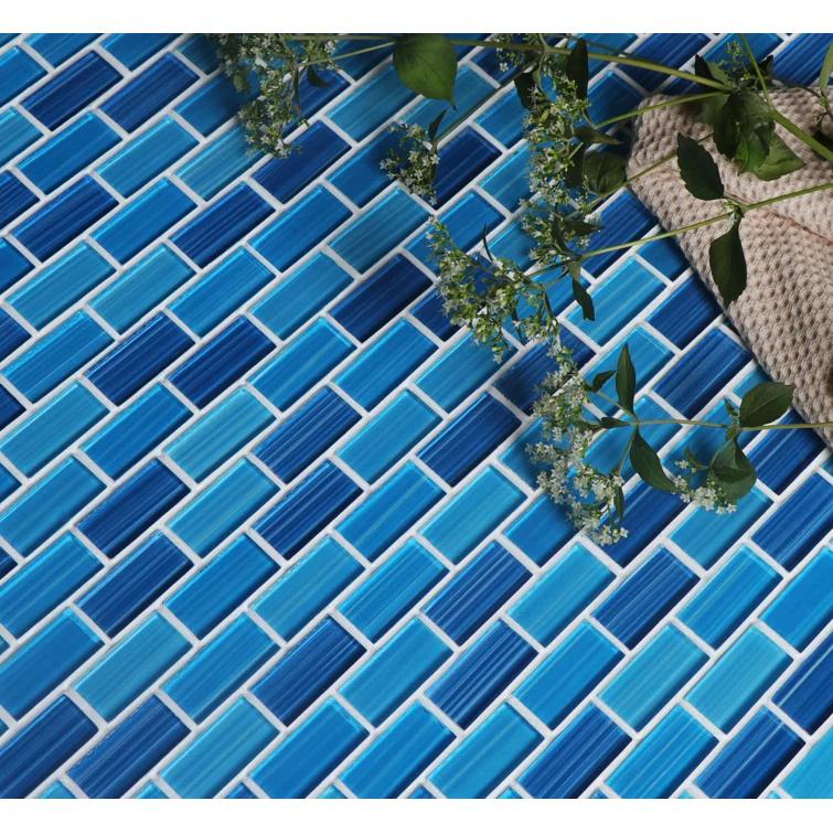 Swimming Pool Series 1" x 2" Straight Edge Glass Mosaic Tile
