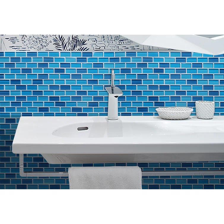 Swimming Pool Series 1" x 2" Straight Edge Glass Mosaic Tile