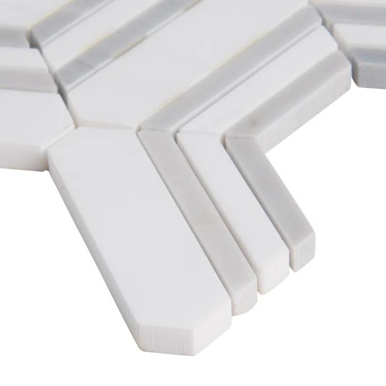 Bianco Dolomite 11" x 13" Polished Marble Mesh-Mounted Mosaic Sheet Tile