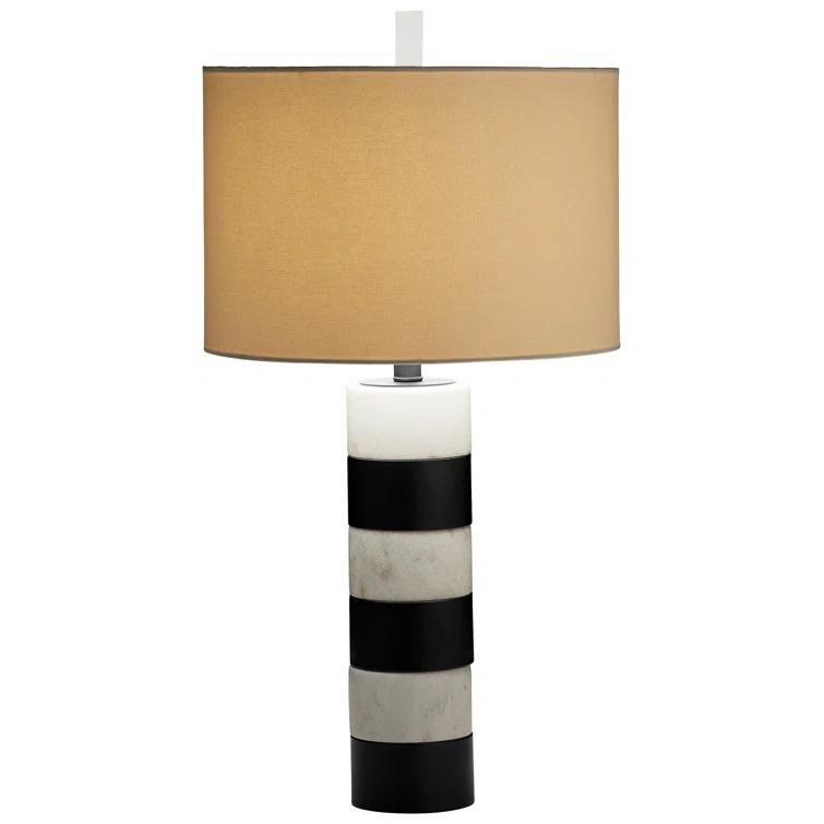 Gunmetal White Linen Shade LED Buffet Lamp
