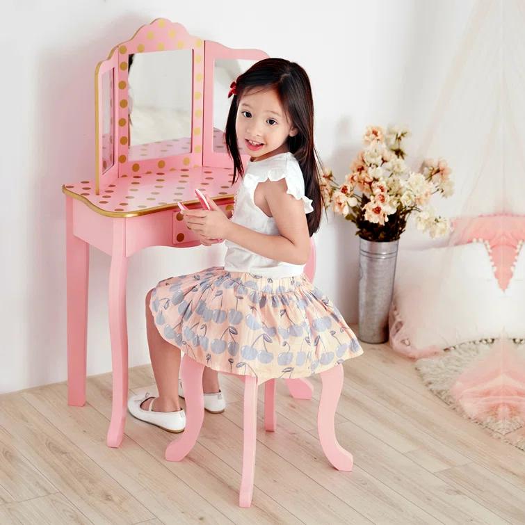 Teamson Kids Gisele Wooden Polka Dot 2-pc. Play Vanity for Accessories