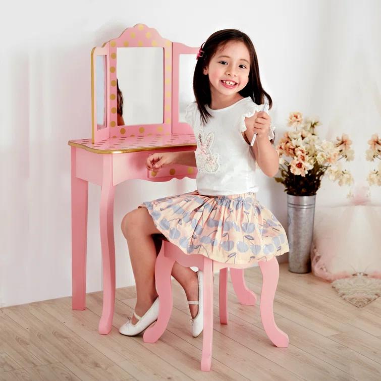 Teamson Kids Gisele Wooden Polka Dot 2-pc. Play Vanity for Accessories