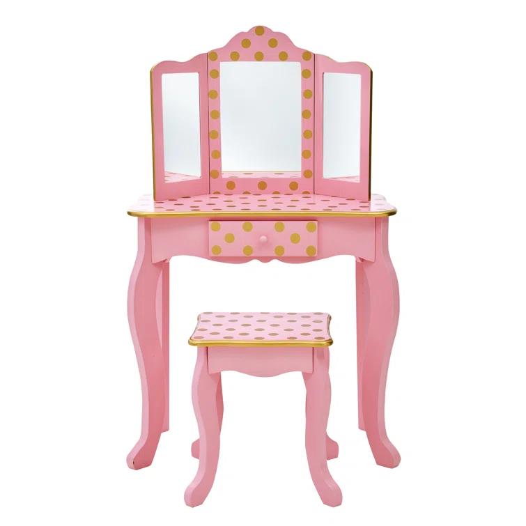 Teamson Kids Gisele Wooden Polka Dot 2-pc. Play Vanity for Accessories