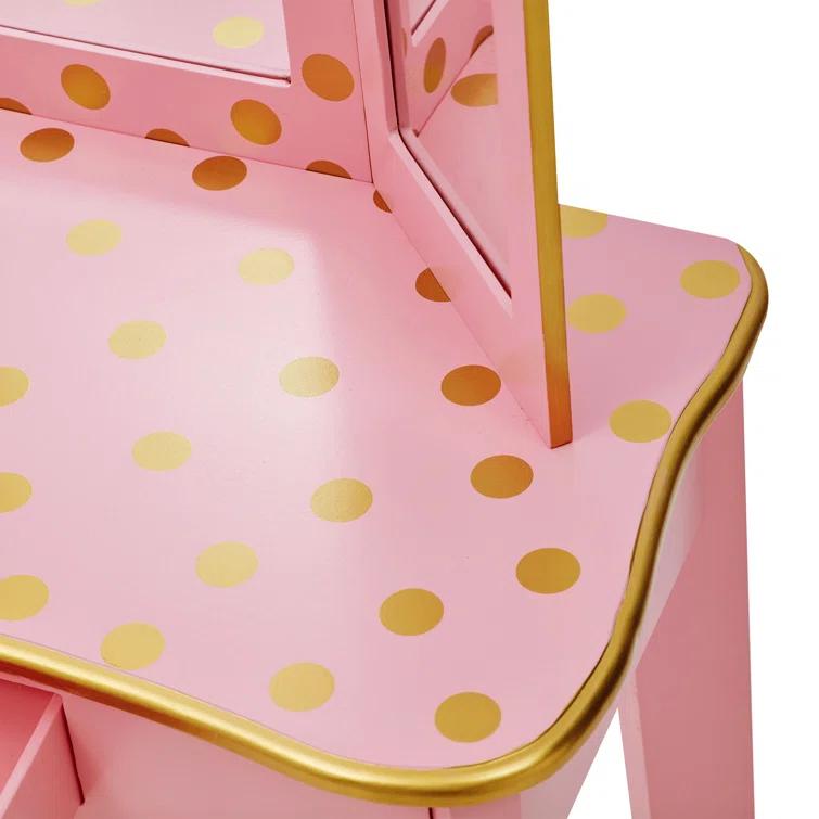 Teamson Kids Gisele Wooden Polka Dot 2-pc. Play Vanity for Accessories
