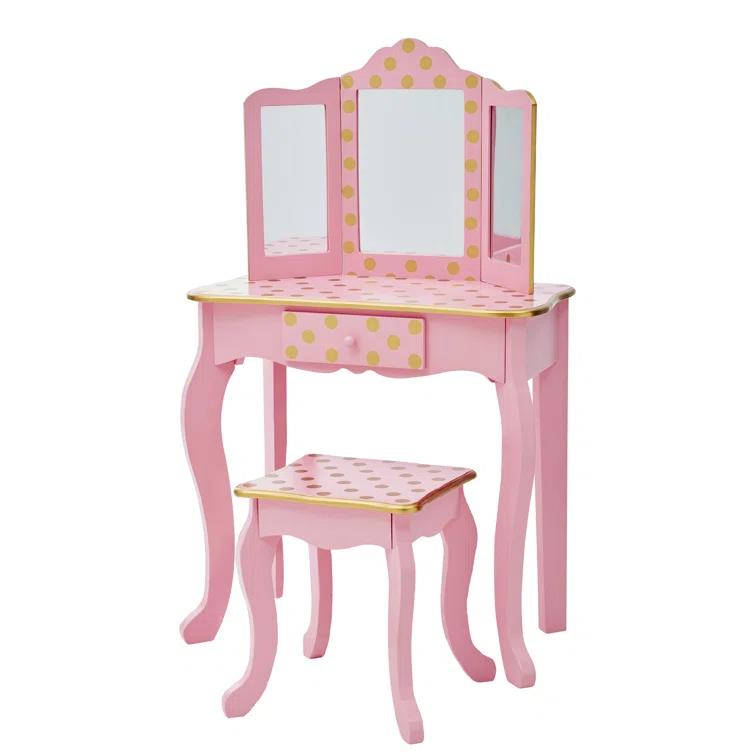 Teamson Kids Gisele Wooden Polka Dot 2-pc. Play Vanity for Accessories
