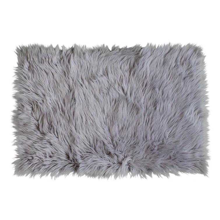 Diller Gray Faux Sheepskin Fur Machine Washable Shag Fluffy Area Rug