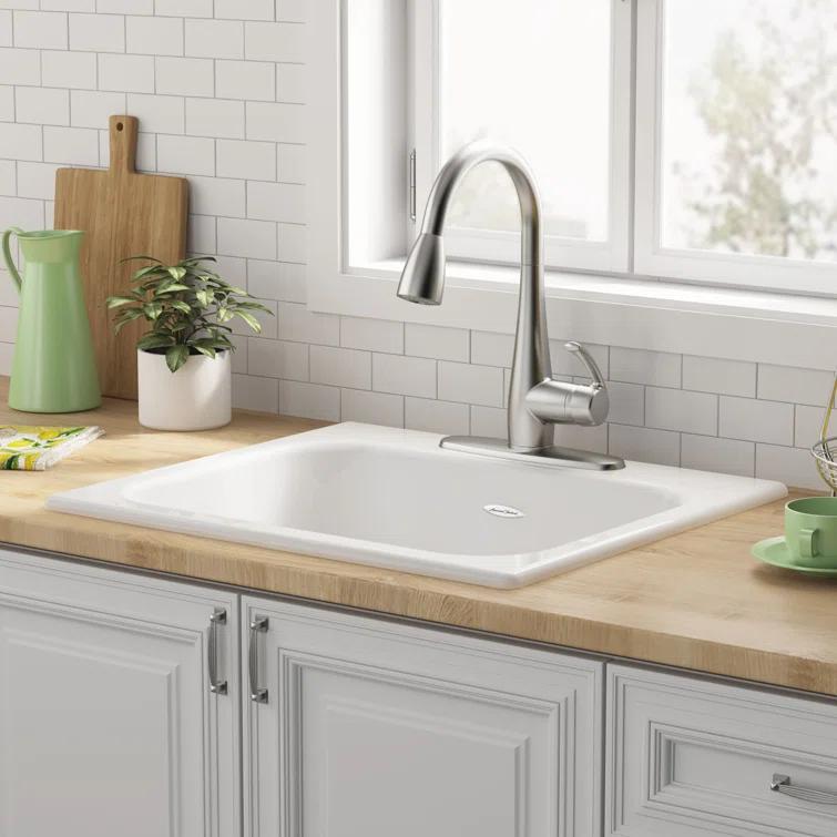 American Standard 77SB25223.308 Quince 25'' L Drop-In Single Bowl Cast Iron Kitchen Sink
