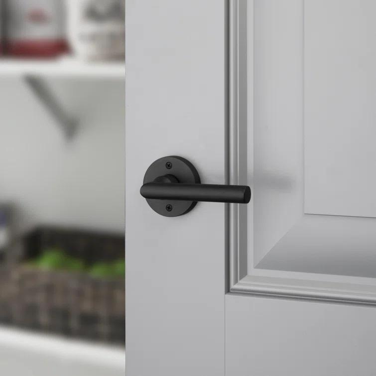 Satin Black Solid Brass Contemporary Round Lever Handle
