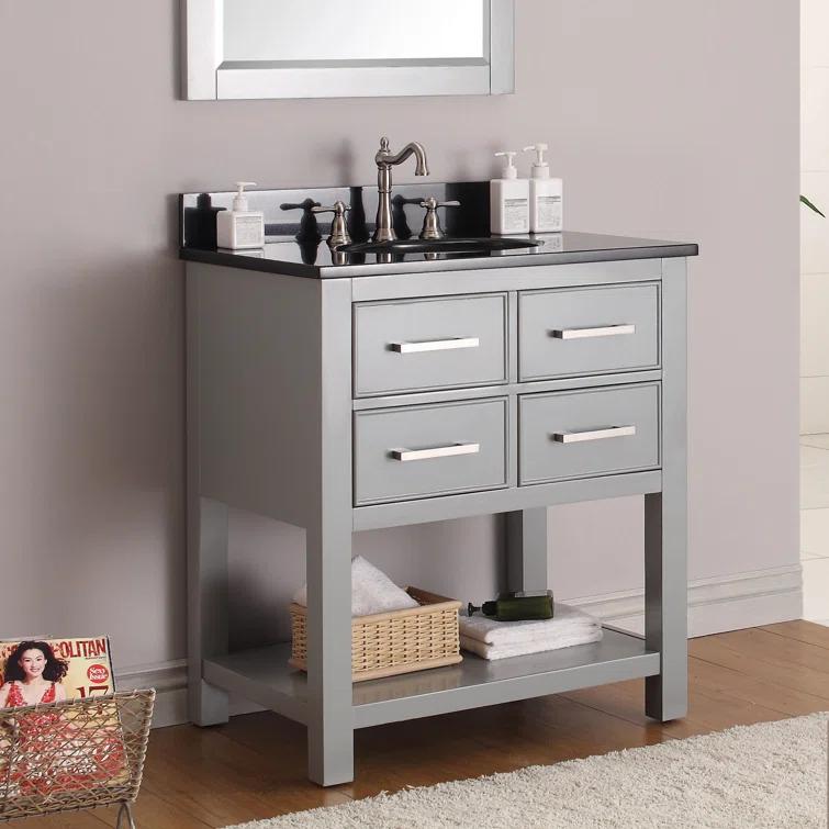 Chilled Gray 31" Stone Top Single Sink Vanity