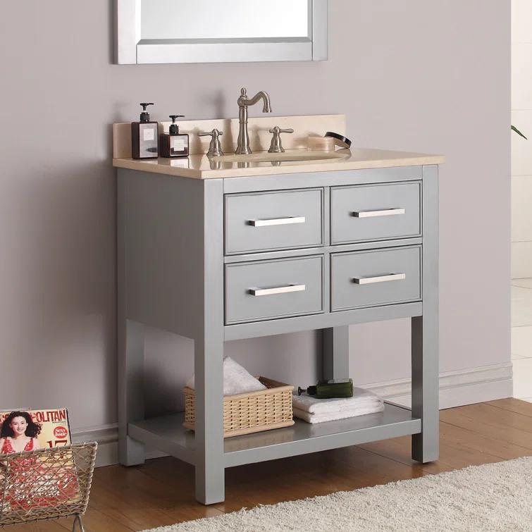Chilled Gray 31" Stone Top Single Sink Vanity