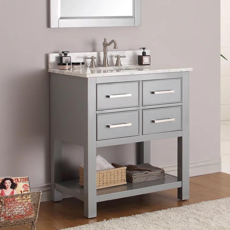 Chilled Gray 31" Stone Top Single Sink Vanity