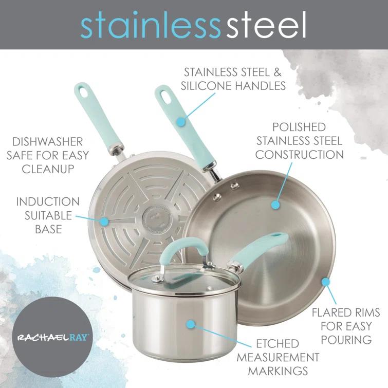 Rachael Ray Rachael Ray Create Delicious Stainless Steel Cookware Induction Pots and Pans Set, 10 Piece