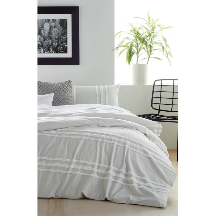 DKNY Chenille Stripe 100% Cotton 3 Piece Comforter Set