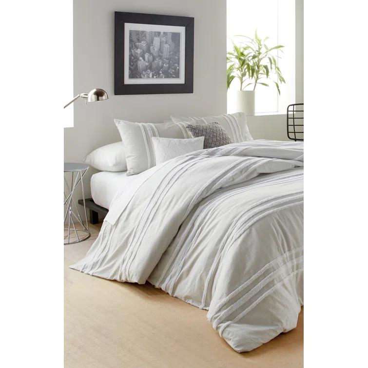 DKNY Chenille Stripe 100% Cotton 3 Piece Comforter Set