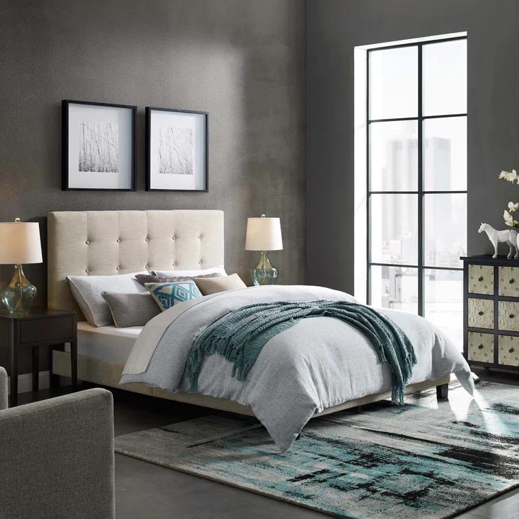 Modway Melanie Tufted Button Upholstered Fabric Platform Bed