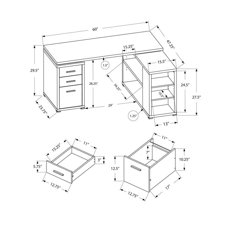 Leomia Computer Desk, Home Office, Corner, Storage Drawers, L Shape, Work, Laptop, Laminate, Black