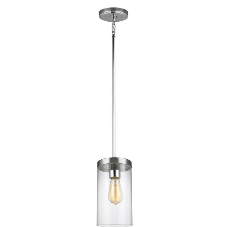 Zire Minimalist Chrome 10'' Glass Pendant Light with LED