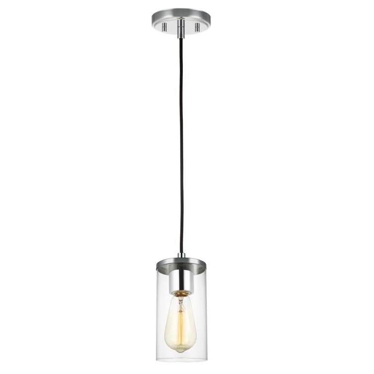 Zire Chrome Mini Pendant Light with Clear Glass Shade