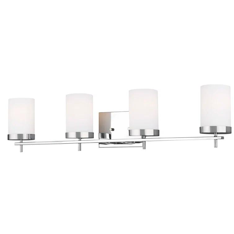 Chrome 4-Light Dimmable Cylinder Bathroom Vanity Light