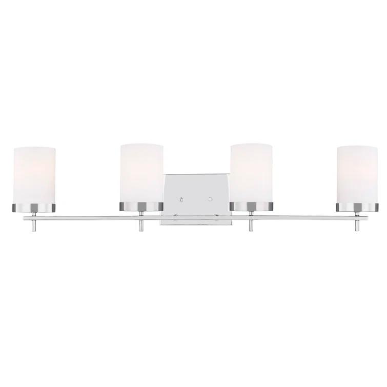 Chrome 4-Light Dimmable Cylinder Bathroom Vanity Light