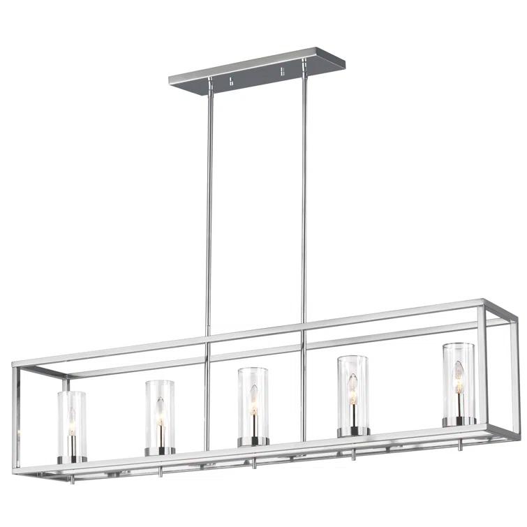 Generation Lighting Zire 5 -Light Chrome Modern/contemporary Clear glass Linear Large Hanging Kitchen island light