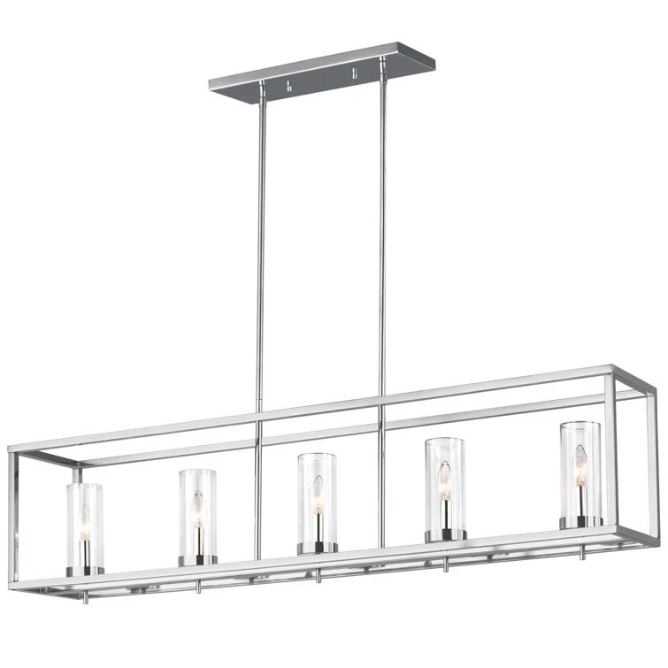 Generation Lighting Zire 5 -Light Chrome Modern/contemporary Clear glass Linear Large Hanging Kitchen island light