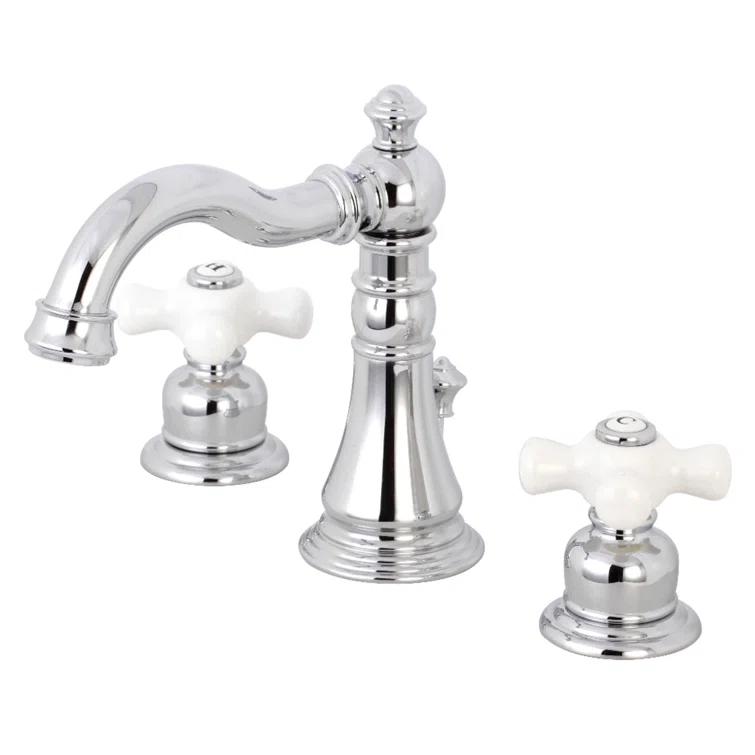 Kingston Brass FSC1971PX Kingston Brass American Classic Two-Handle 3-Hole Deck Mount Widespread Bathroom Faucet with Pop-Up Drain