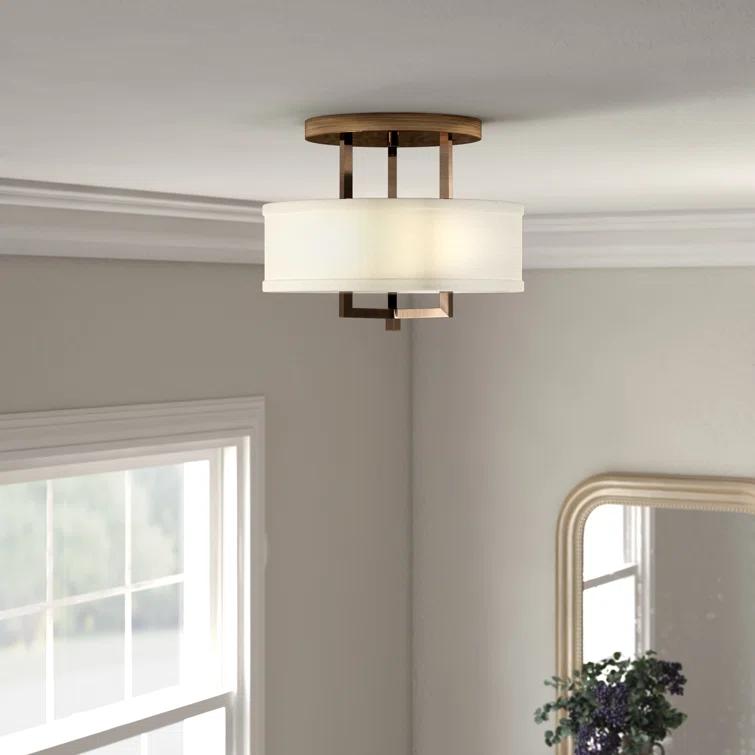 Hampton 3 - Light Shaded Drum Semi Flush Mount