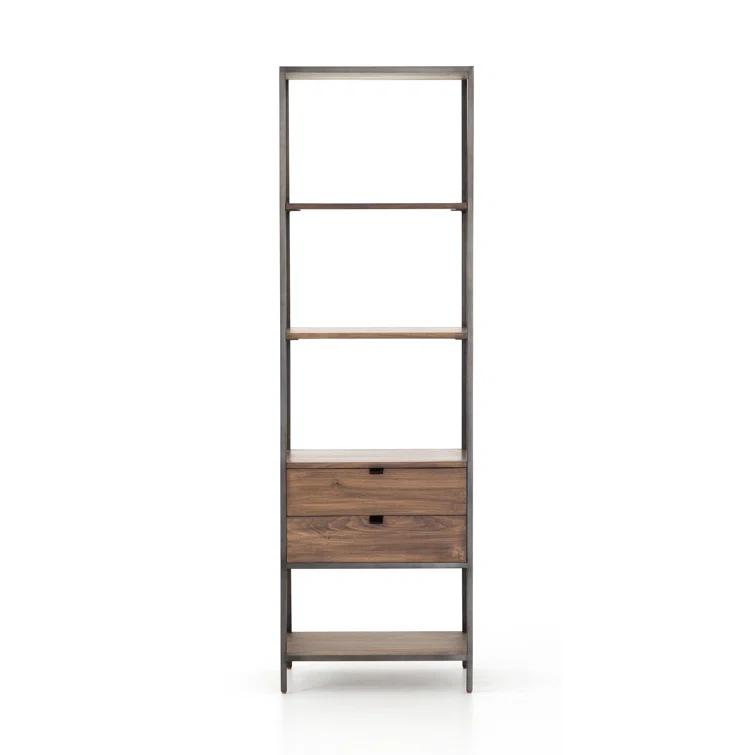 Auburn Poplar and Raw Iron 2-Drawer Bookcase