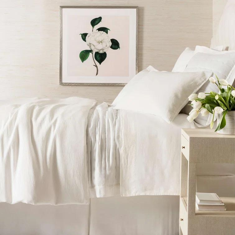 Ivory Twin Linen Duvet Cover with Matching Sham