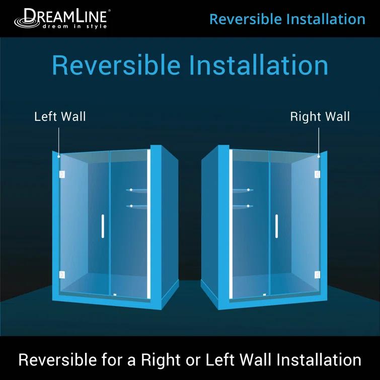 Unidoor 47" W x 72" H Hinged Frameless Shower Door with Clearmax™ Technology
