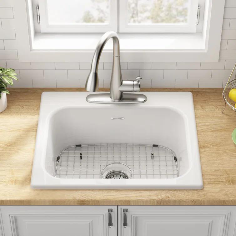 American Standard 77SB25223.308 Quince 25'' L Drop-In Single Bowl Cast Iron Kitchen Sink