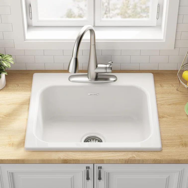 American Standard 77SB25223.308 Quince 25'' L Drop-In Single Bowl Cast Iron Kitchen Sink