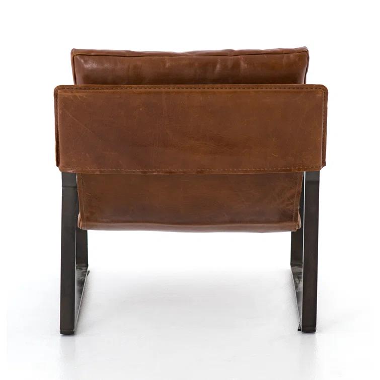 Dakota Tobacco Genuine Leather Sling-Style Accent Chair
