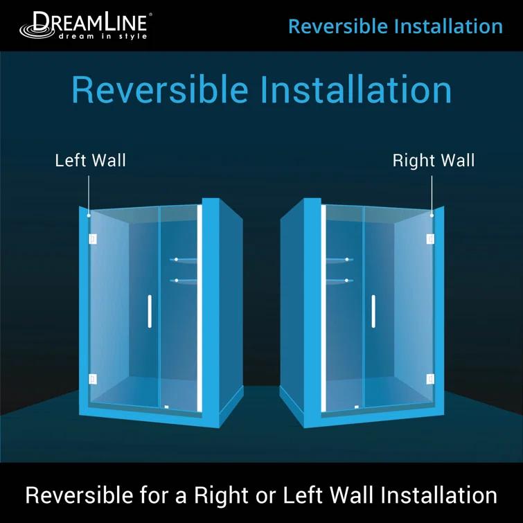 Unidoor 35" W x 72" H Frameless Shower Door with ClearMax Glass Treatment