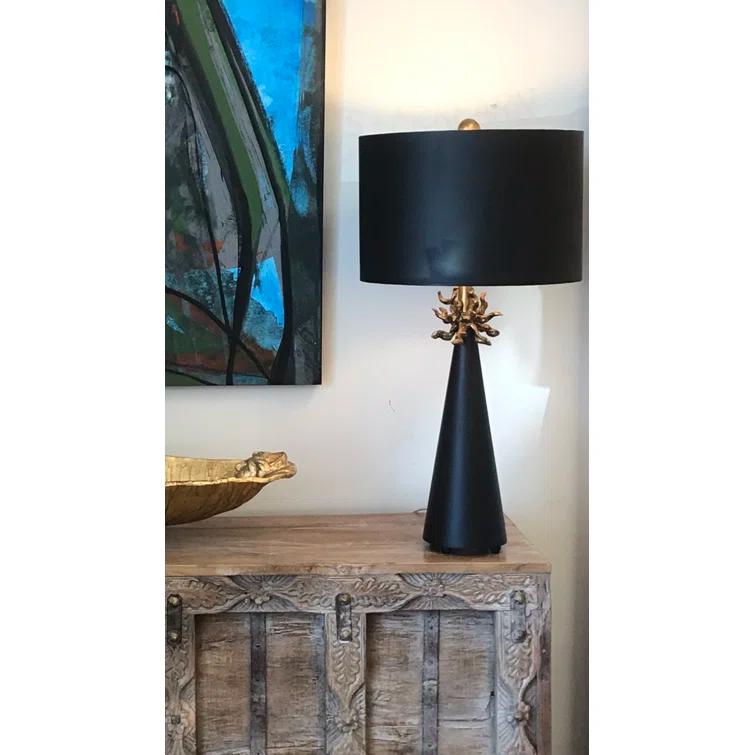 Lucas McKearn Neo Contemporary Metal Table Lamp with Gold Accents in Black