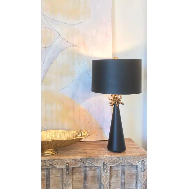 Lucas McKearn Neo Contemporary Metal Table Lamp with Gold Accents in Black