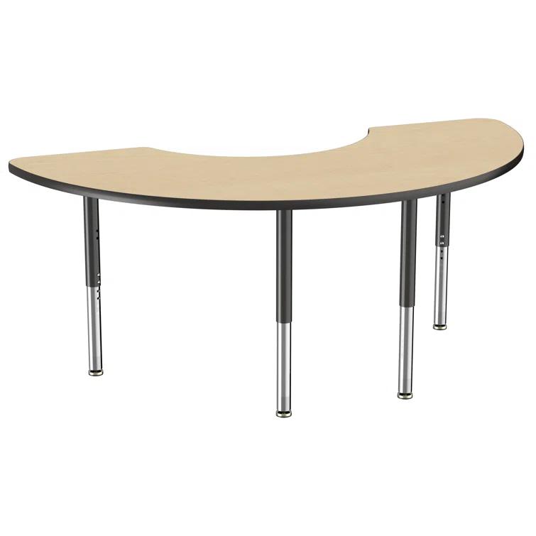 36" x 72" Half Moon T-Mold Activity Table with Adjustable Legs